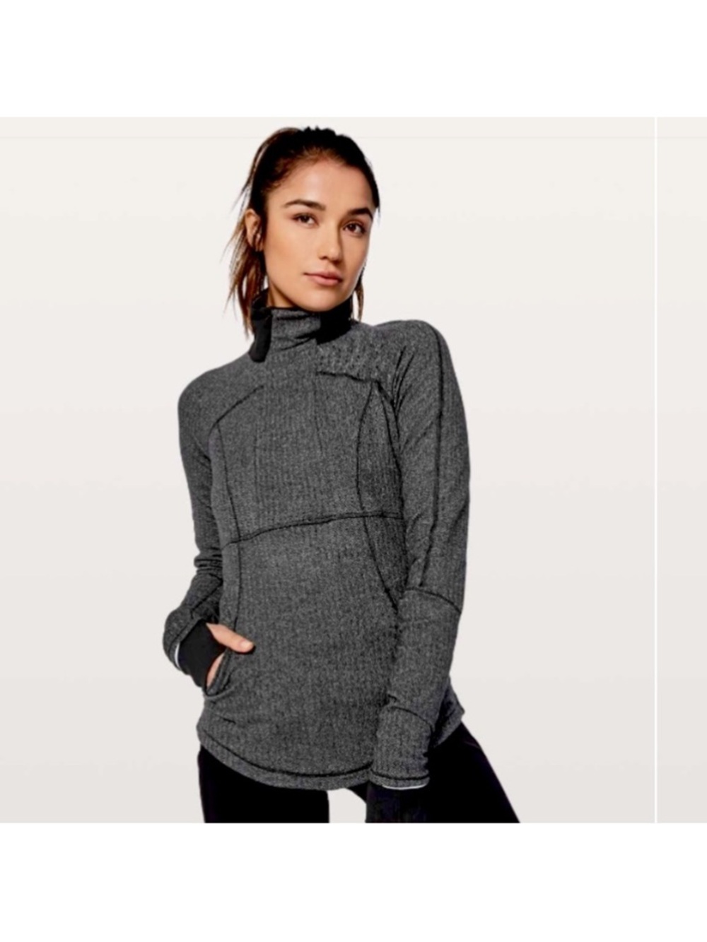 Lululemon Base Runner 1/2 Zip Herringbone 6